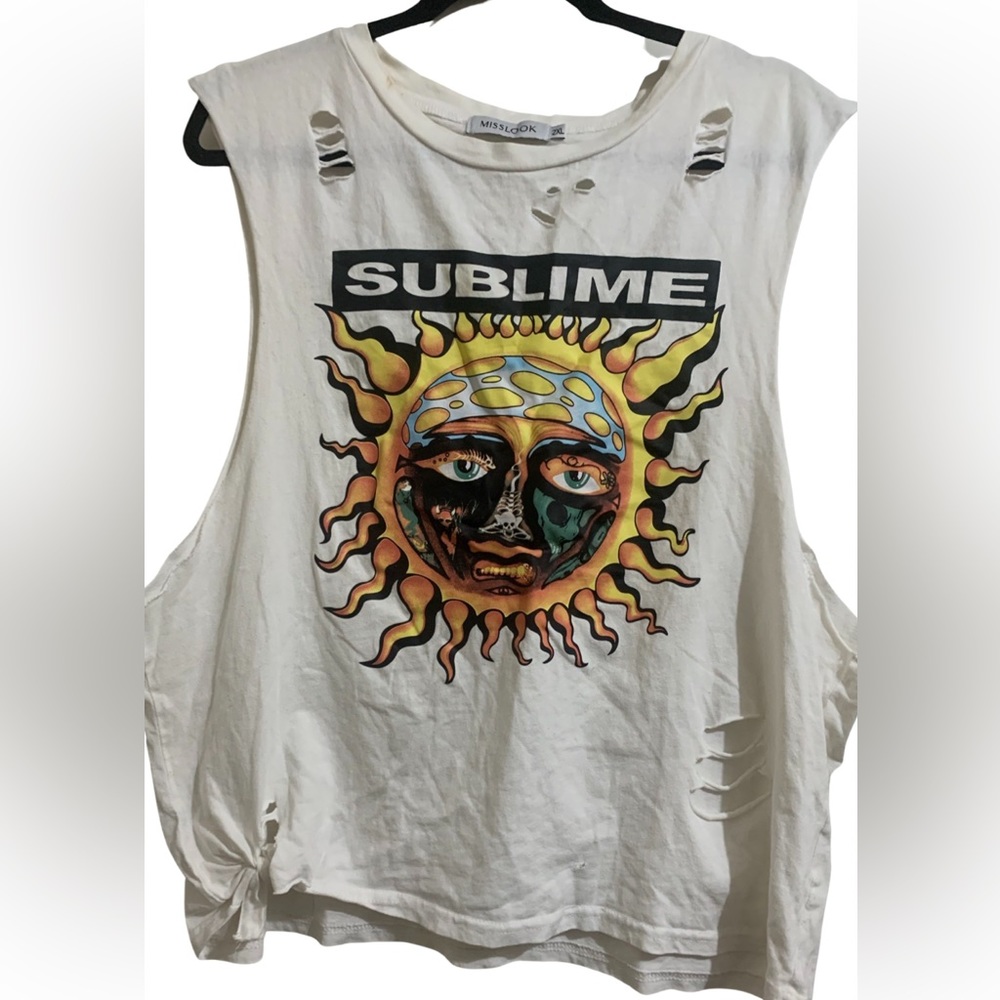 Sublime muscle tank intentionality distressed
